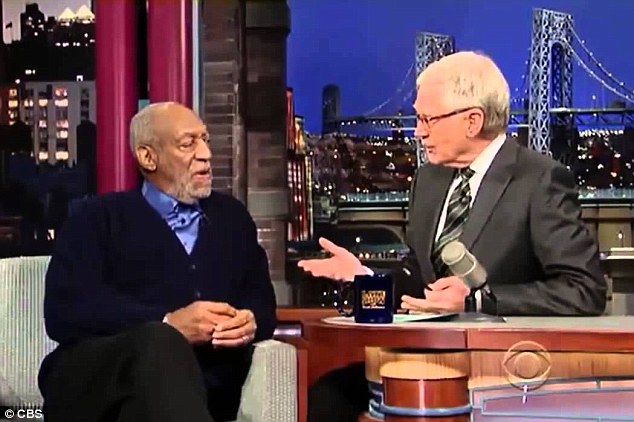 Cancelled: The  interview comes just a day after Cosby's scheduled appearance on The Late Show With David Letterman next week was cancelled. Above, Cosby's last appearance on the show  - January 13, 2014