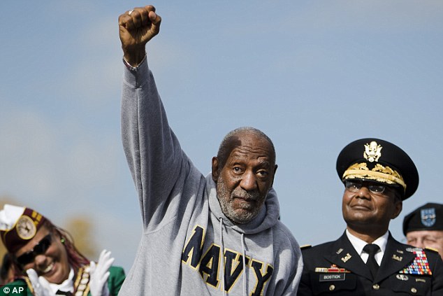 Under fire: Decades-old rape claims came back to haunt Cosby (pictured giving a Veterans' Day speech in Philadelphia on Tuesday) last month after  comedian Hannibal Buress unleashed a tirade about him