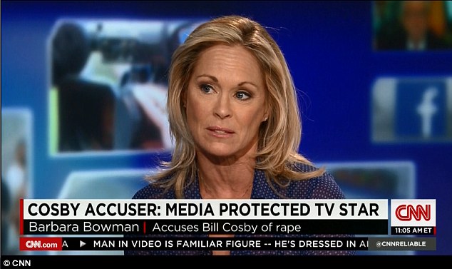 Cover up: Barbara Bowman was one of 13 women who came forward in 2004 with similar stories of rape by Cosby. She appeared on CNN this Sunday to discuss how she thought the scandal was covered up by the media, too afraid to go up against the beloved 'Cosby Show' dad
