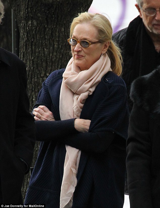 Meryl Streep arrives in the Upper East Side, New York to pay her respects at a memorial service for Mike Nichols. He died suddenly of a heart attack on Thursday aged 83