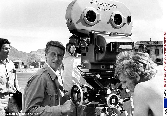 Director Mike Nichols pictured behind the camera in 1970 on the set of the movie Catch-22
