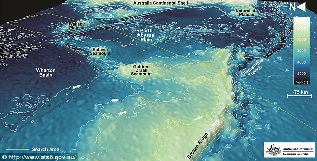 About 200,000 square kilometres of the search area have been surveyed via bathymetric surveying