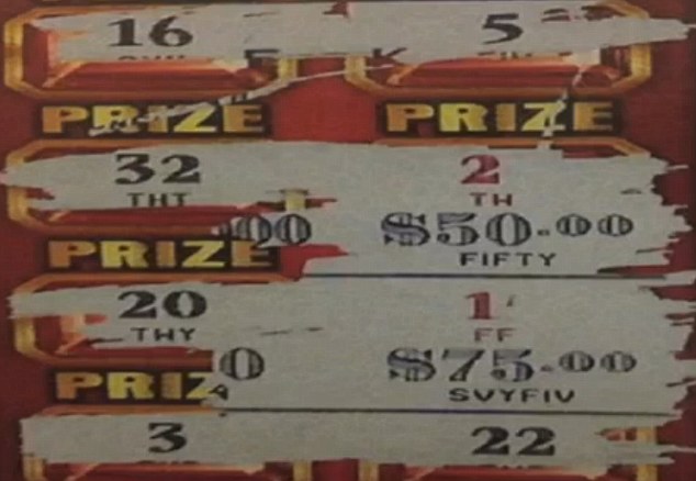 More false wins: Mr Wines later uncovered another '1' (worth $75) and two further '2s' (worth $500 and $50 respectively) - two of which are pictured above - that were also revealed to be the result of a lottery misprint
