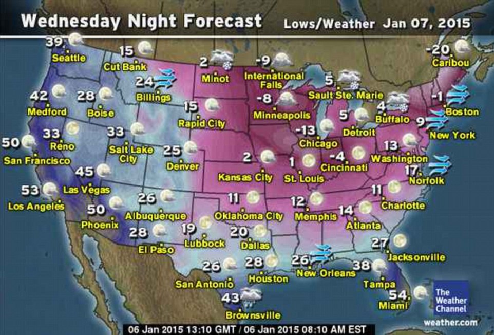 Dangerously cold: Wednesday night won't be the week's worst, but temperatures still weren't expected to reach even zero in most of the upper Midwest