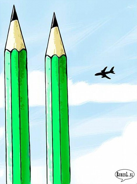 Dutch cartoonist Ruben Oppenheimer alluded to the 9/11 terror attacks in New York with his thoughtful cartoon which received over 20,000 retweets