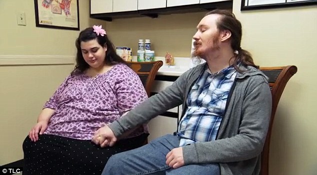 Triumph: Amber and Rowdy go to see Dr Nowzaradan at the 12 month mark (pictured) and find she has lost 267lbs overall, now weighing in at 390lbs