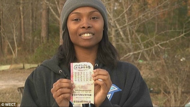 The 26-year-old, from Shallotte, North Carolina, was pictured wearing a woollen beanie when she came forward with the lucky ticket