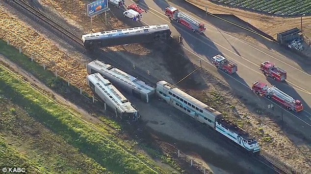 The force of the collision had forced one of the carriages on to the highway in Southern California, just northwest of LA