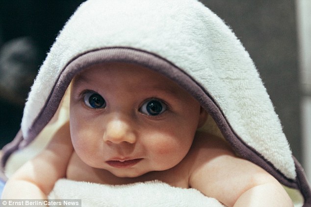 Mr Berlin sent a selection of adorable pictures to the artists, including this one of nine-month-old Jacob