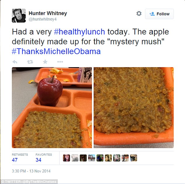Healthy eating?: Students at a Wisconsin high school posted pics along with criticism of their supposedly healthier Thanksgiving themed school lunches 