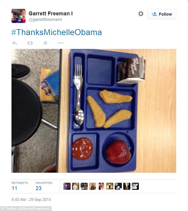 Still hungry: Students posted photos of the small amount of food they receive at school lunches 