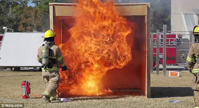 Firefighters from St. Tammany Fire Protection District No. 1 demonstrated some of the dangers of deep frying a big bird
