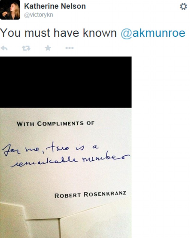 Taunt: The self-proclaimed lover of a New York investment tycoon sent his wife an incendiary tweet that included a picture of a romantic note he allegedly wrote her