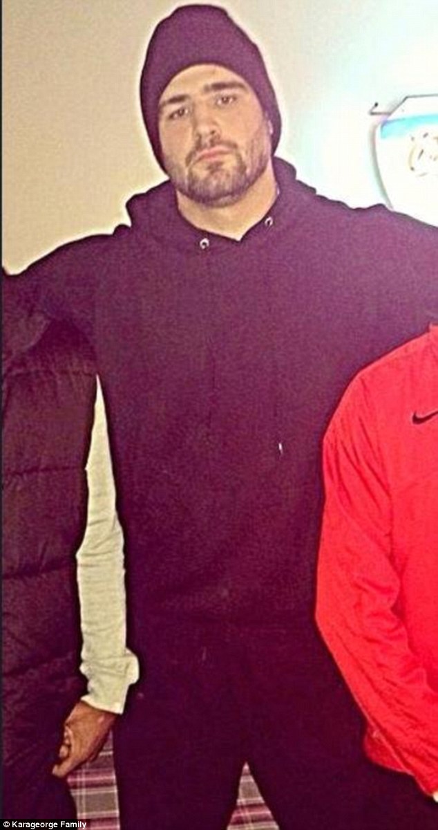 Found dead: Defensive tackle Kosta Karageorge told his mother he was sorry if he was an embarrassment but concussions had his head messed up. Five days later his body was found in a dumpster with gunshot wounds