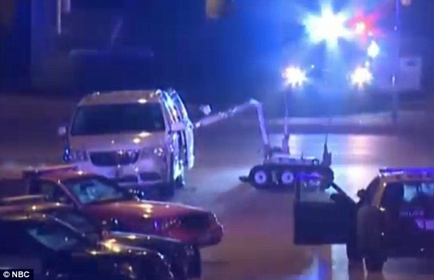 A robot was used to remove the objects from the vehicle, which police suspect may have been IEDs
