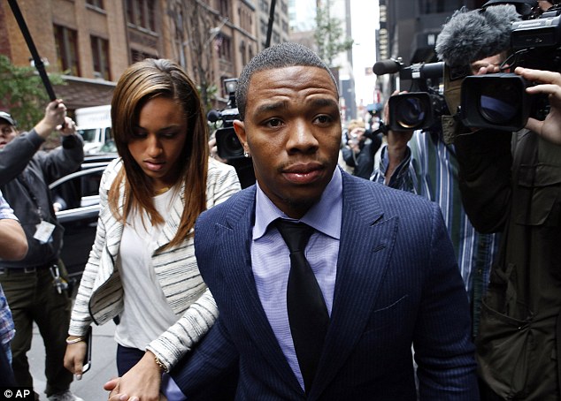 United front: Former Baltimore Ravens star Ray Rice (pictured arriving at court with his wife, Janay Palmer, on November 5) has won his appeal of his indefinite suspension and can return to the field immediately