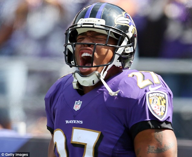 On the field: During the appeal, Rice's lawyers and the union argued the league had overstepped its authority in modifying the player's (pictured) two-game suspension, saying he was being 'sentenced' twice