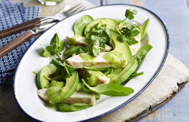 Chicken and avocado with creamy coconut and mango dressing, pictured, is simple to prepare and tasty 
