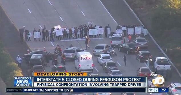 Frustration: Hundreds of motorists were prevented from getting to their final destination because of the demonstration during the morning rush hour 