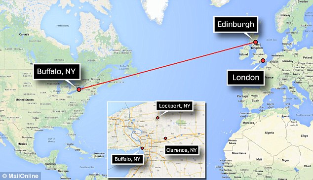 As the same time as a loud boom was reported by a number of people in upstate New York on Saturday afternoon as a similar noise was heard more than 3,000 miles away by people throughout the UK