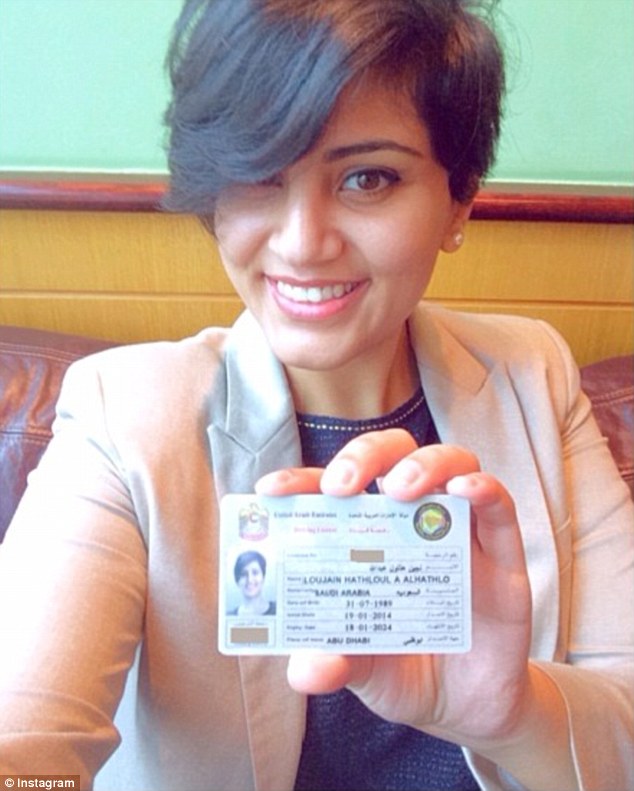 Pride: Hathloul posted a picture of her United Arab Emirates driving licence earlier this year