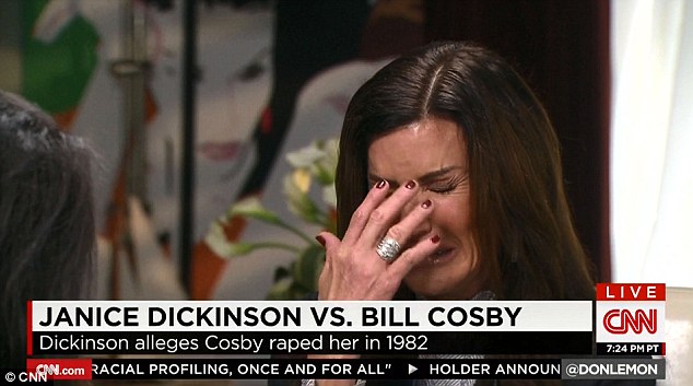 Emotional: Dickinson said she trusted Cosby because he was married and because he had invited her to the hotel room in Lake Tahoe for ostensible professional reasons