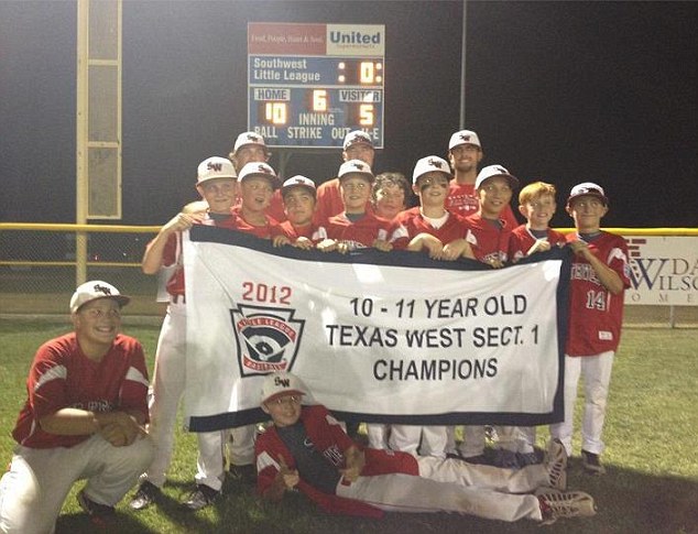 Team effort: Police are investigating the shooting, which occurred at the Childress property at around 11pm on the day after Thanksgiving. Above, Jackson is pictured with Lubbock's Southwest Little League in 2012