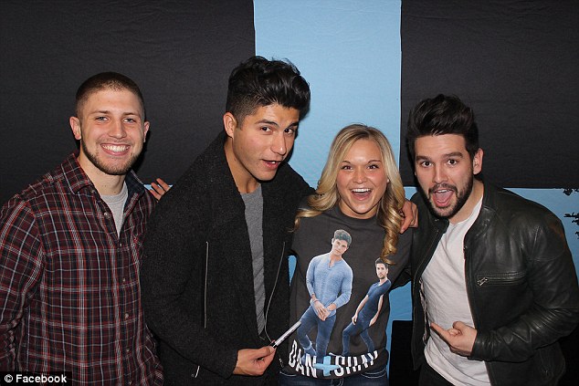 Huge fan: Brooke poses with Dan + Shay on November 22 with Joel and captioned the picture up with 'OMG OMG'