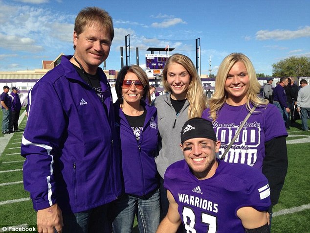 Family: Brooke (far right) with her family at a Winona State Warriors game with boyfriend, Joel (front right)