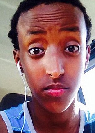 'Hate crime': Ahmed Aden (left), 34, is accused of deliberately running over and killing Abdisamad Sheikh-Hussein (right), 15, as he climbed into a car outside a Kansas City mosque at around 5.20pm on Thursday