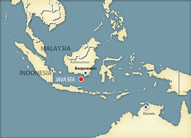 The discovery of the five large objects was made off the coast of the Indonesian island of Borneo
