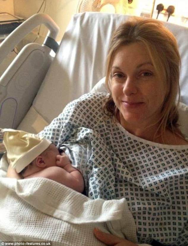 Fear: Miss Jones, pictured after giving birth to baby Bella, says she developed varicose veins herself three years ago, which made her childhood phobia even worse