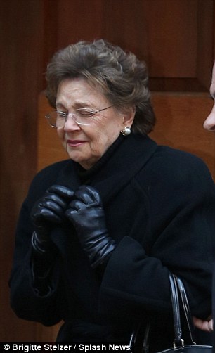 Widow: Matila Cuomo, Mario's wife, is shown on her way into the Frank Campbell Funeral home for her late husband's wake