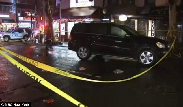Tragic scene: Above, a picture of the crash scene on New York City's Upper East Side on Saturday night 