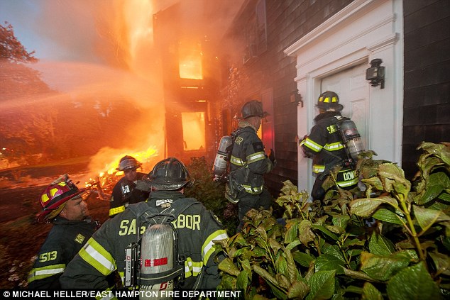 A fire ripped through the home, built in the 1800s, in the early hours in Sagaponack, New York