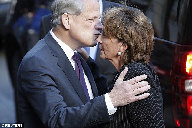 Political heft: House Minority Leader Nancy Pelosi greets U.S Rep. Steven Israel (D-NY) outside the event 