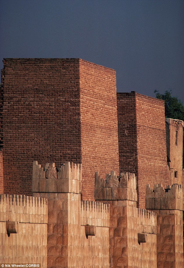 Ancient: Ruins at the ancient Assyrian city of Nineveh, which Islamic State militants have vowed to destroy when the Iraqi army comes to try to liberate Mosul, Iraq's second largest city