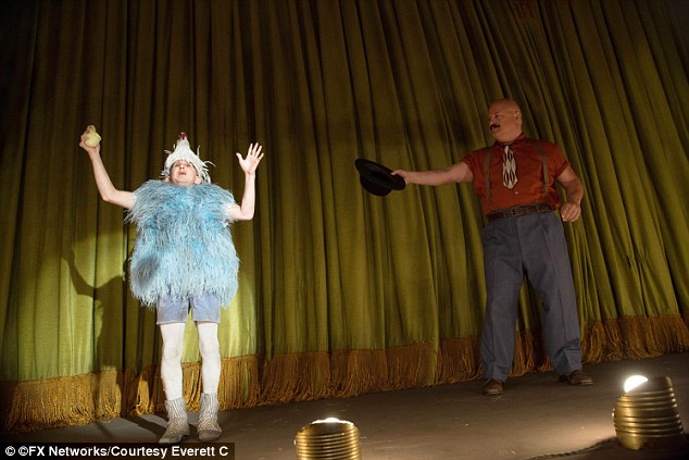 Hit series: Woolf pictured on an episode of American Horror Story: Freak Show with Michael Chiklis
