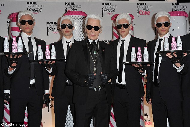 Karl  (centre) attends the Coca-Cola Light & Karl Lagerfeld  Collaboration in 2011 in Paris
