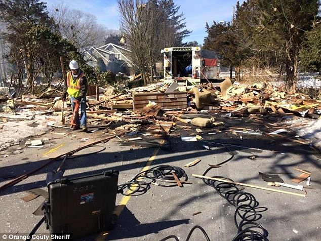 Devastating: Five New Jersey Natural Gas workers were injured  - one critically - when a leak caused a massive explosion that leveled a house on the New Jersey shore Tuesday morning 
